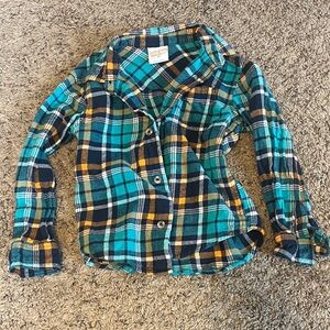 Jumping Beans Teal and Yellow Plaid Button Down Flannel